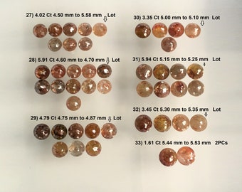 Lot natuurlijke ronde roosgeslepen losse diamanten, mooie kleur ronde roosgeslepen natuurlijke diamanten, lot ronde roosgeslepen diamanten RR-27toRR-33