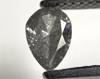 0.47 Ct Pear Shape Salt and Pepper Diamond - Rose Cut