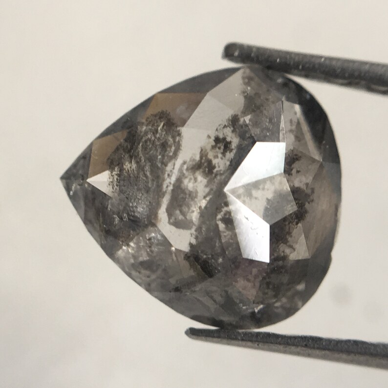 Grey Rose Cut Pear Natural Loose Diamond SJ3209 Pear Cut Loose Natural Diamond 0.76 Ct Dark Grey Color 7.30 mm X 6.90 mm x 2.10 mm