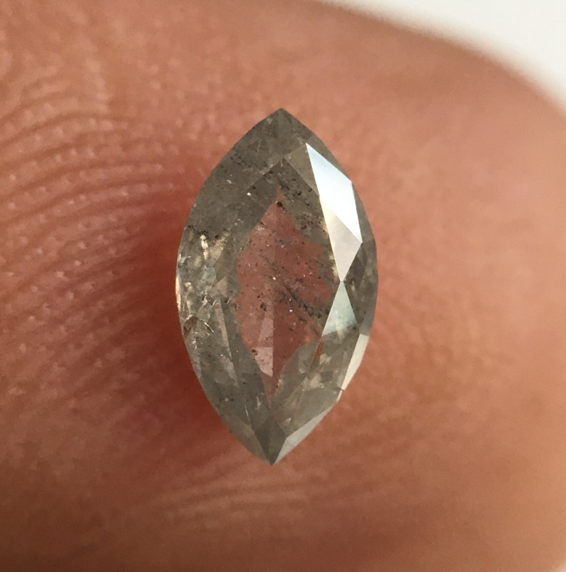 0.44 Ct Fancy Grey Marquise Shaped Brilliant Natural Loose Diamond 7.04 mm x 3.99 mm X 1.93 mm Genuine Color Rose Cut Loose Diamond SJ5276