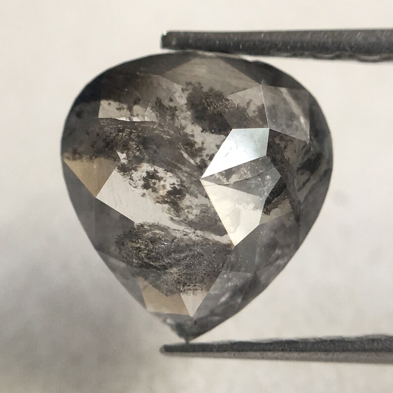 Grey Rose Cut Pear Natural Loose Diamond SJ3209 Pear Cut Loose Natural Diamond 0.76 Ct Dark Grey Color 7.30 mm X 6.90 mm x 2.10 mm