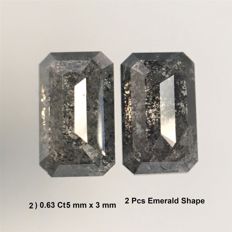 Natural Loose Diamond Grey Black Emerald Shape Diamond Lot SJ6822 To SJ6828 Salt and Pepper Emerald Shape Diamond Lot