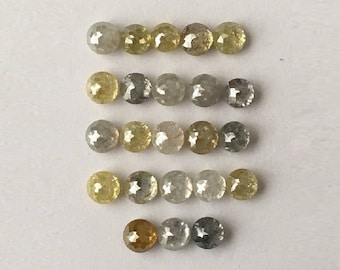 23 stuks 3,5 tot 4 mm Grootte 7,36 kt roosgeslepen mix kleur natuurlijke losse diamant, roosgeslepen ronde vorm natuurlijke losse diamanten/rustieke diamant AJ09/09