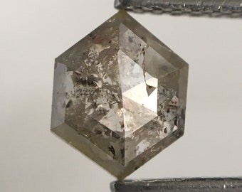 0.82 Ct Gray Hexagon Rose Cut Diamond: Natural Geometric Loose Diamond