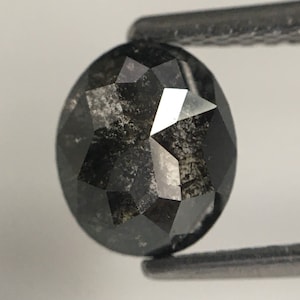1.58 Ct Oval Salt and Pepper Loose Diamond: Grey Black Natural Diamond