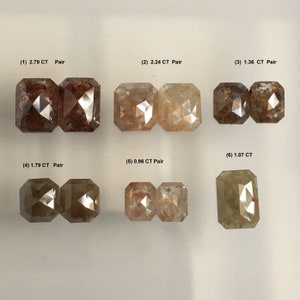 Emerald Cut Rose Cut Diamond Pair: Natural Opaque Loose Diamonds