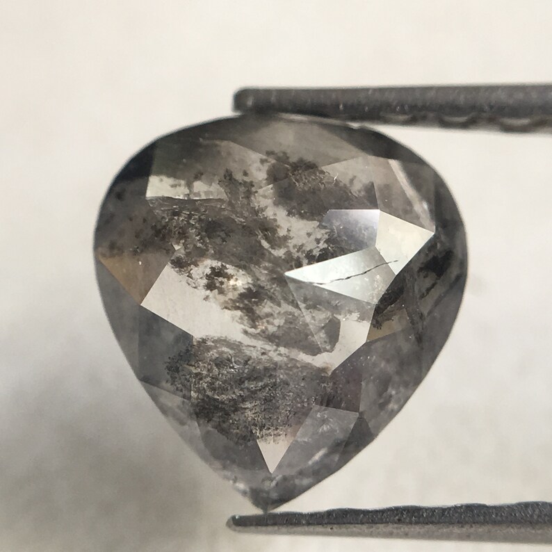 Grey Rose Cut Pear Natural Loose Diamond SJ3209 Pear Cut Loose Natural Diamond 0.76 Ct Dark Grey Color 7.30 mm X 6.90 mm x 2.10 mm