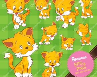 Niedliche Katze Cartoon ClipArt Bigset.Vector für kommerziellen und persönlichen Gebrauch /Digital Kunst, INSTANT DOWNLOAD