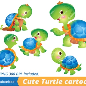 Cute turtle cartoon clipart,Vector Clip Art Commercial and Personal Use /Digital art,Scrapbook ,printable, INSTANT DOWNLOAD