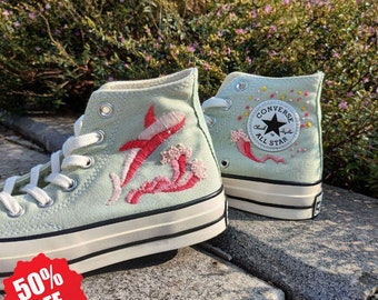 Custom Embroidery Converse| Converse Custom | Converse High Neck Floral Embroidery | Wedding Gift