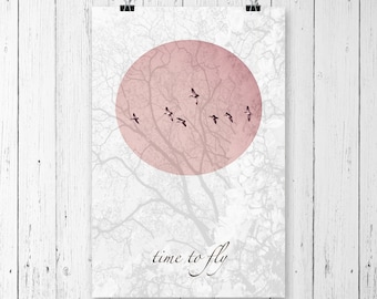 Poster with quote "time to fly" gift coming of age daughter, 20 x 30 cm, 30 x 45 cm