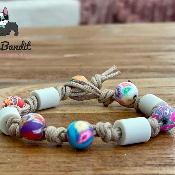 Armband Zeckenschutz Zeckenarmband für Frauchen/Herrchen "Bunte Perlen" - passend zu EM Keramik Hundehalsband-