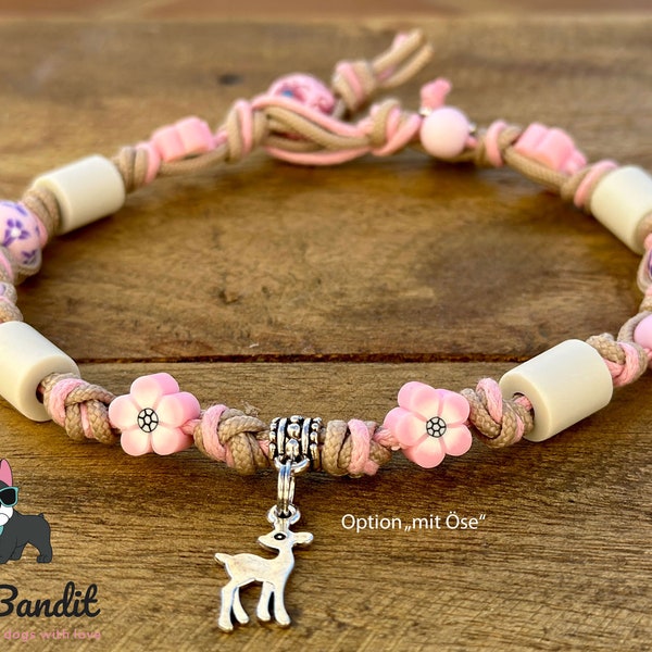 EM Ceramic Dog Collar Ceramic Collar Tick Collar *Flower Girl* - Pink Flower Beads - The Original -