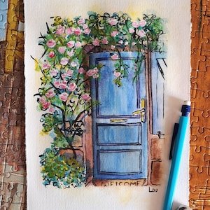 Lijnen #2, inkt en aquarel tekenen