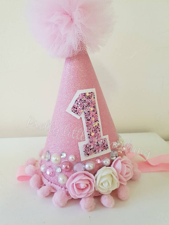 Pink Sparkle Baby 1st Birthday Hat Birthday Photo Prop Crown Etsy