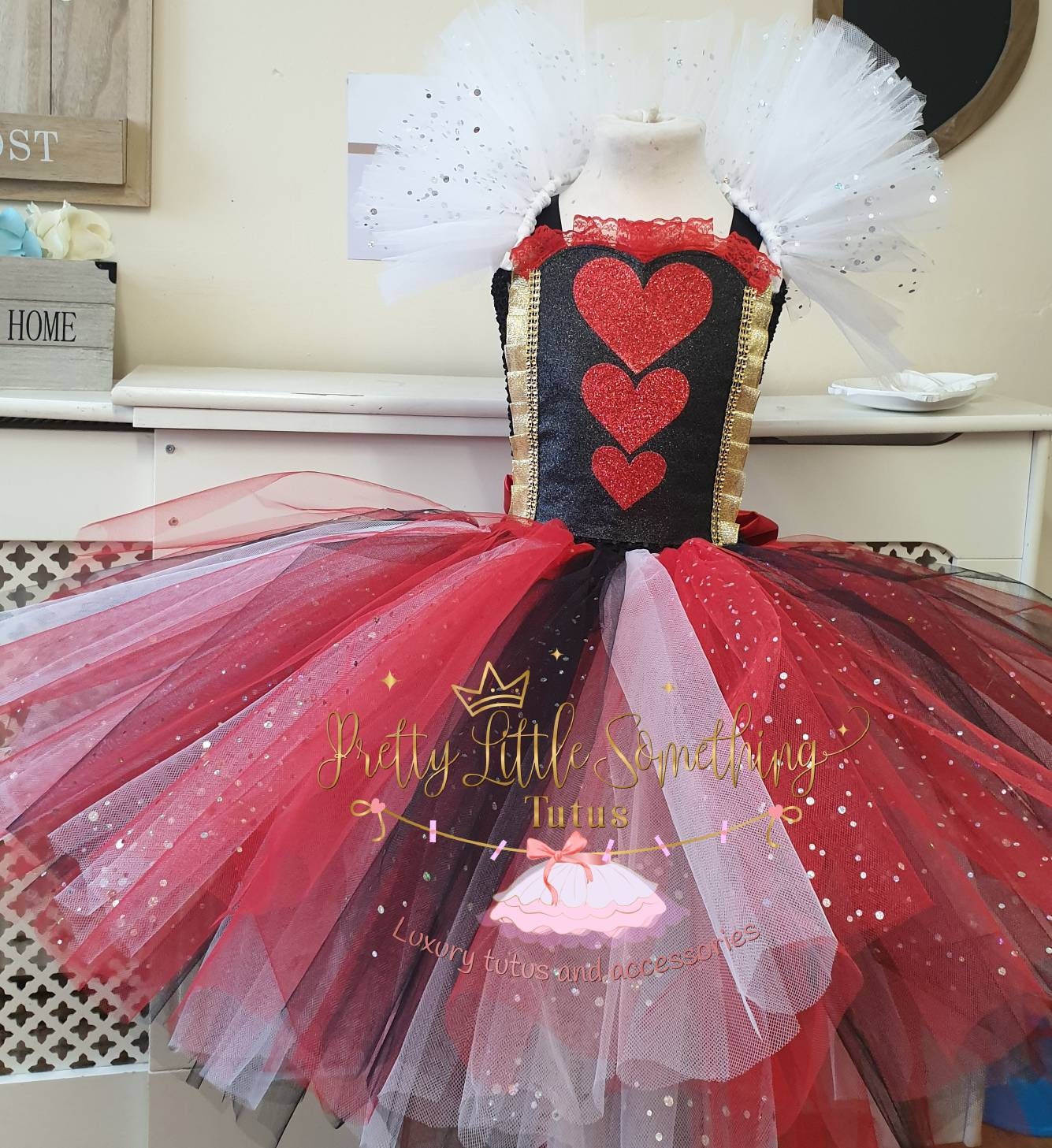 Luxury Queen of Hearts Tutu Dress Black Red and White Tutu | Etsy