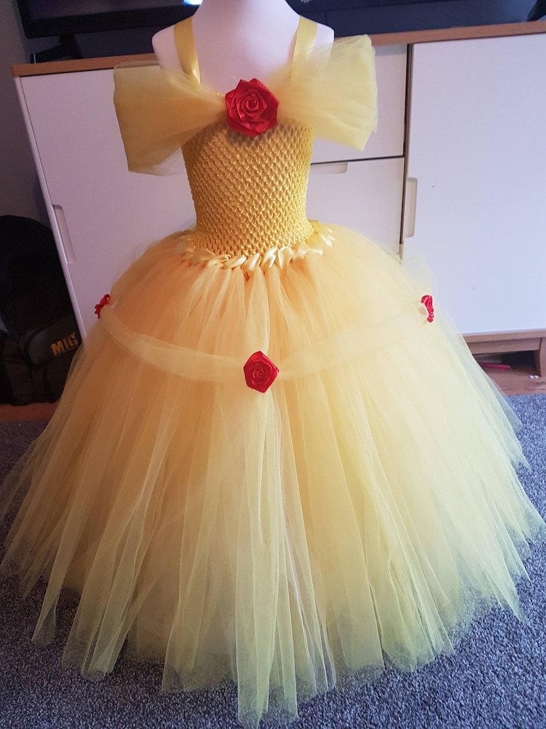 princess inspired tutu dress Princess Belle tutu dress birthday outfit ball gown pageant costume yellow tutu