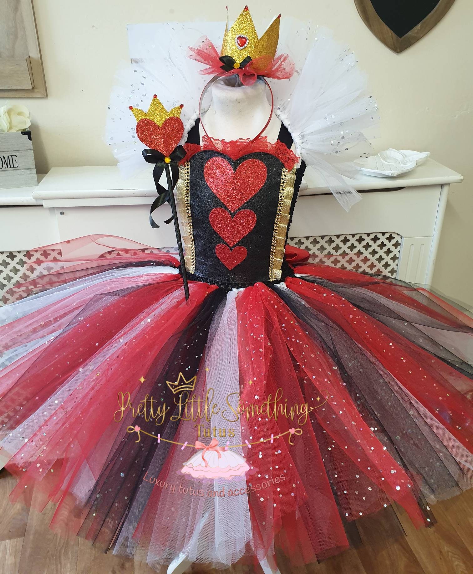 Luxury Queen of Hearts Tutu Dress Black Red and White Tutu | Etsy