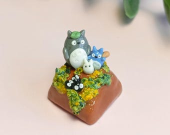 Handmade Atisan Keycap. Polymer Clay. Tiny Totoro. Beautiful gift for your collection