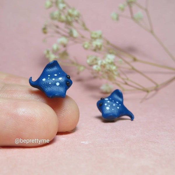 Spotted Eagle Ray/ Stingray Stud Earrings. Sea Creature Earrings. Handmade Polymer Clay. Cute Gift for Sea Lovers