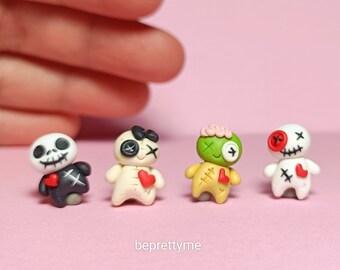 Cute Voodoo Doll Stud Earrings. Comes in a Single Stud. Halloween Earrings. Polymer Clay.Stainless Steel.