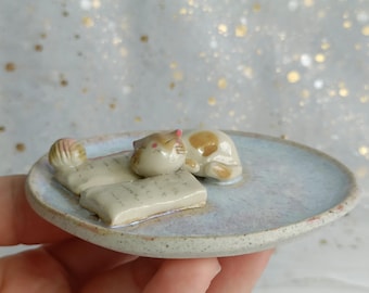 A Good Book Ceramic Trinket Dish. Incense Dish. Handmade Pottery. Beautiful Collectibles. Special Gift for Loved Ones
