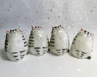 Chonky Cat Ceramic Bud Vase. Gray Cat. Dried Flowers Vase. Incense Holder. Handmade Pottery. Beautiful Collectibles
