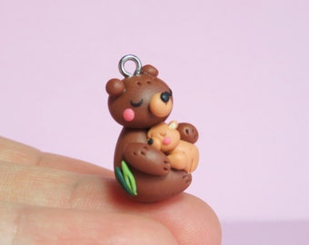 Sweet Mumm and Baby Bear Charm/ Pendant/ Keyring. Australian Animal/ Wildlife Gift.