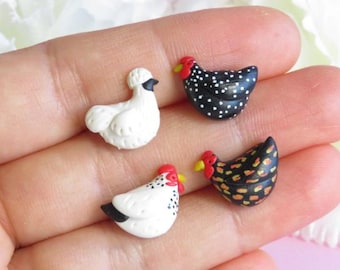 Chicken Stud Earrings. Silkie/ Sussex/ Wyandotte Chicken. Comes in a Pair. Perfect gift for chook fans.