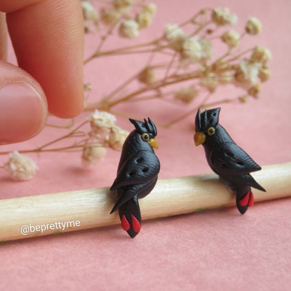 Black cockatoo earrings discount