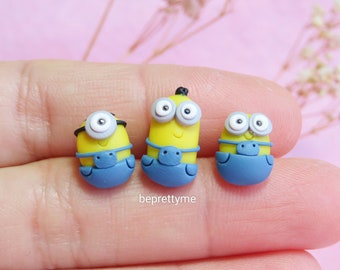 Minion Stud Earrings. Handmade Polymer Clay. Cute Gift for Everyone