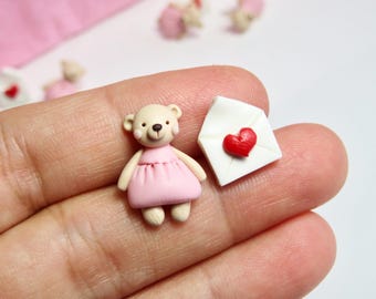 Bear Love Letter Stud Earrings