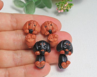 Cute Dachshund Earrings. Dachshund stud earrings. Sausage Dog dangle earrings.Puppy earrings for dog owner.Polymer clay jewellery