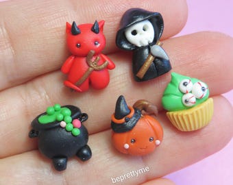 Halloween Stud Earrings. Comes in a Single Stud. Polymer Clay. Stainless Steel.
