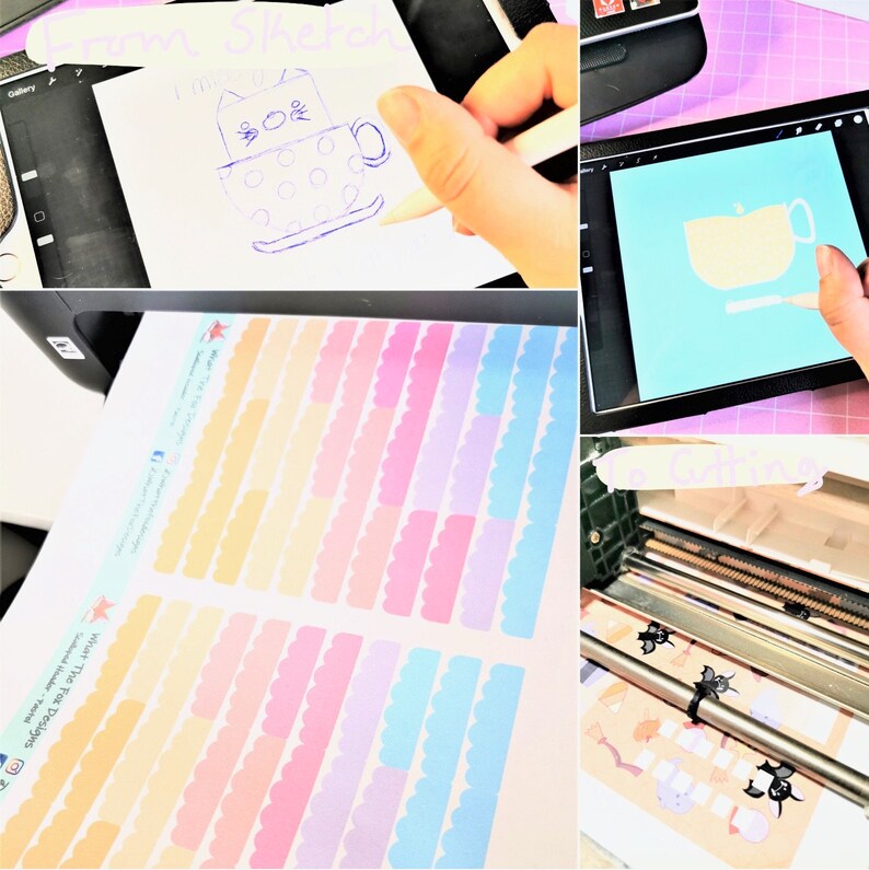 Rainbow Planner Stickers Physical Item ECO Matte Paper Kiss Cut Scalloped Header Stickers