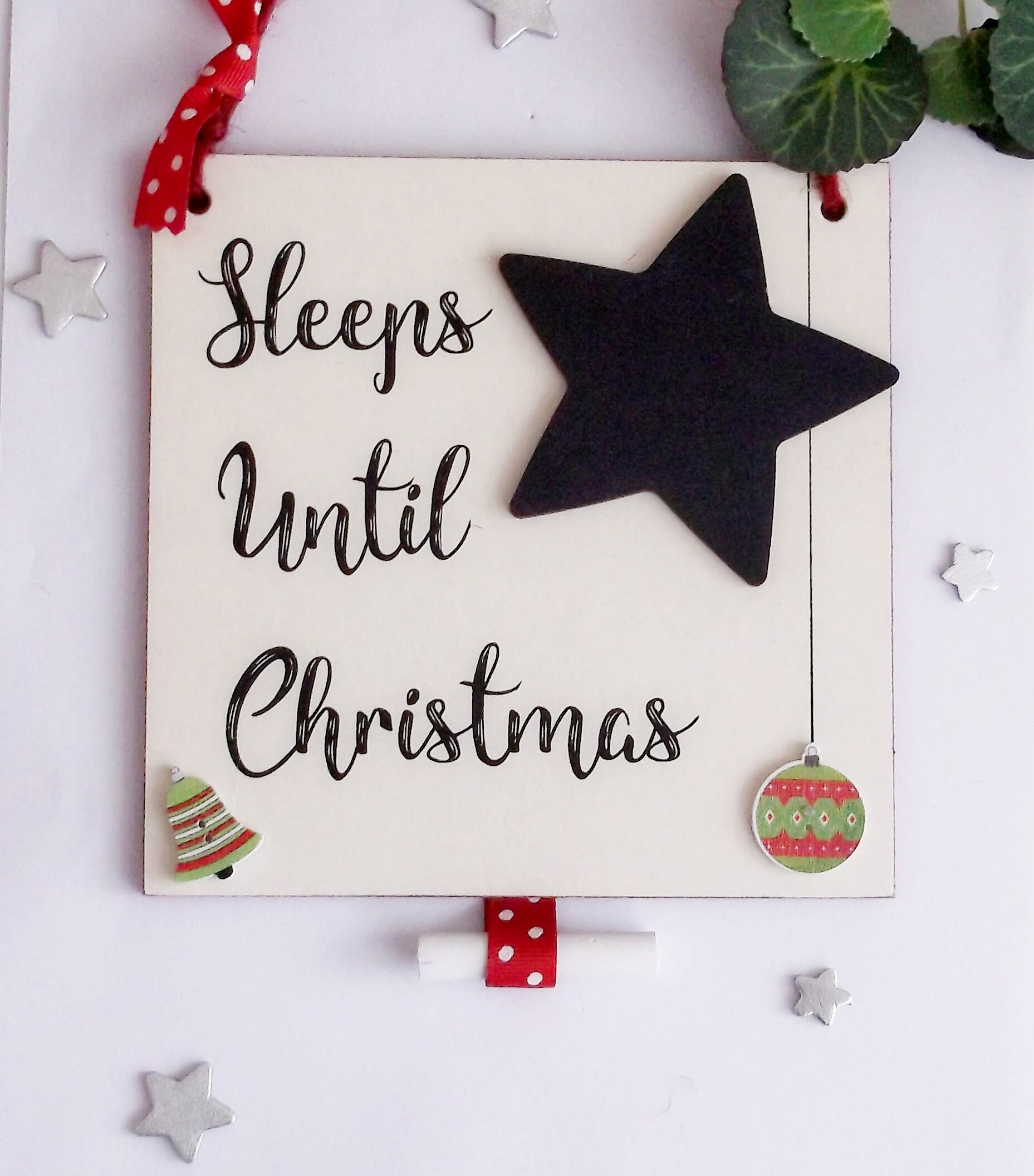Sleeps Until Christmas Countdown Christmas Chalkboard Wooden