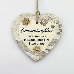 Granddaughters Like You Are Precious And Few Keepsake Wooden Gift Heart