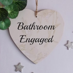 Plain Bathroom Door Plaque Engaged /Vacant Double Sided Sign Wooden Heart Plaque