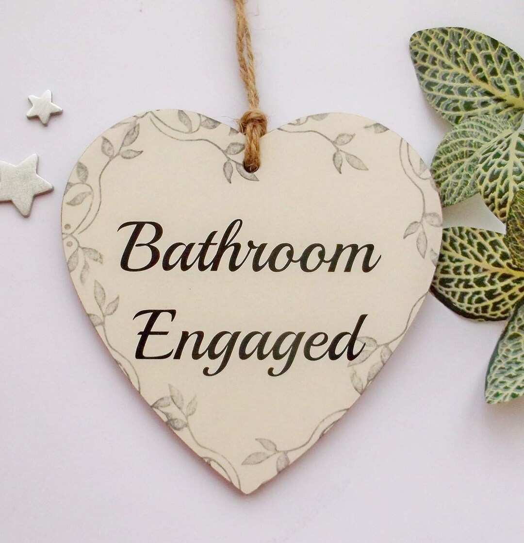 Vintage Look Bathroom Door Plaque Engaged /vacant Double Sided Sign Wooden Heart Plaque - Etsy