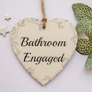Vintage Look Bathroom Door Plaque Engaged /Vacant Double Sided Sign Wooden Heart Plaque