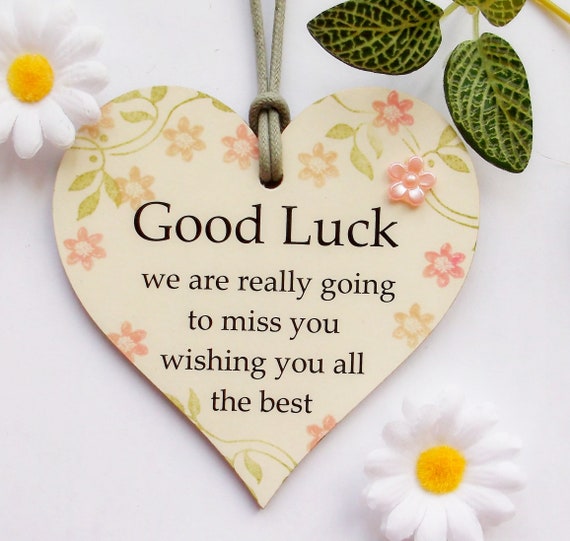 Good Luck Pink Peach Blush Wooden Gift Heart Plaque/sign - Etsy