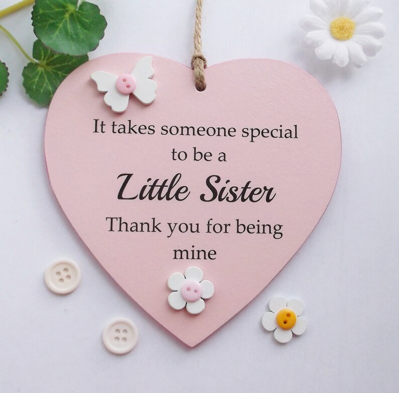 Little Sister Thank You Gift Heart Plaque  Etsy UK