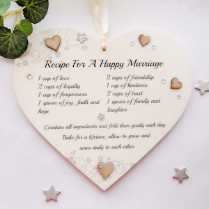 Ricetta per un matrimonio felice Regalo di nozze Cuore 22cn x22cm