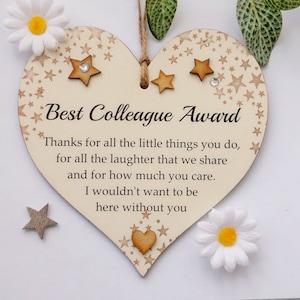 Best Colleagues Award Friendship Thank You Gift Wooden Heart Plaque Sign