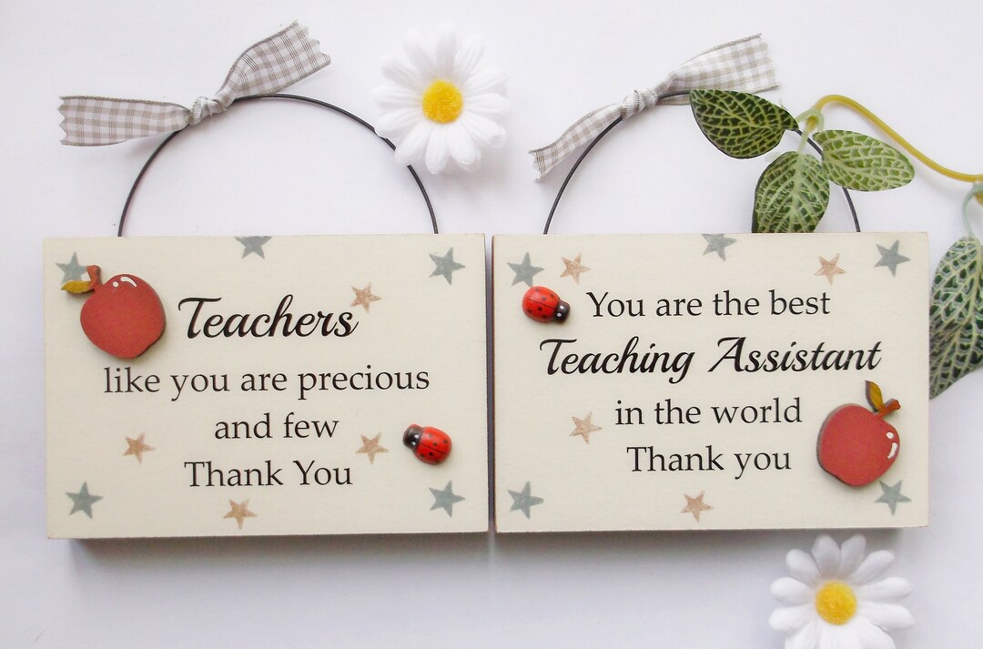 Set of Two Teacher and Teaching Assistants Thank You Gift Twin Plaques ...