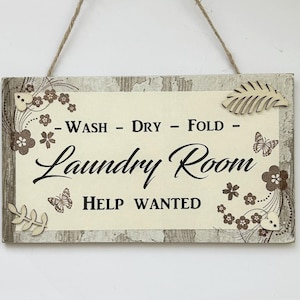 Lovely Laundry Room Hanging Door Wooden  Plaque