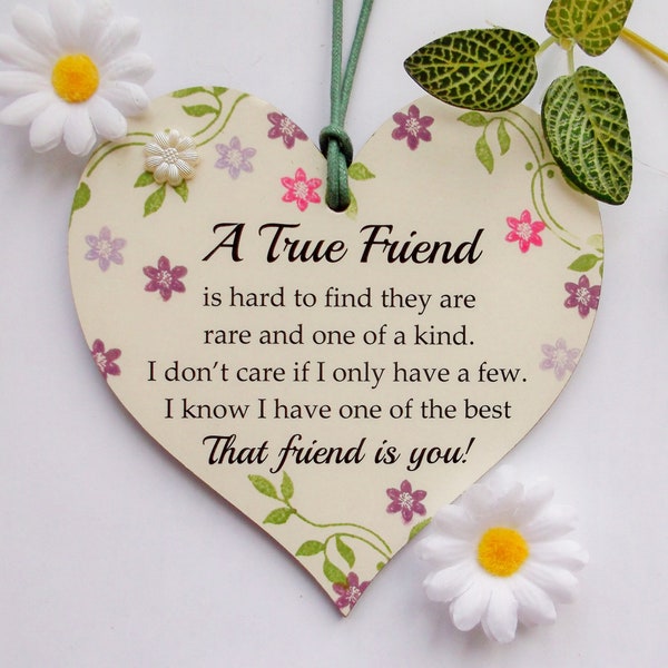 A True Friend  One Of A Kind Friendship Wooden Gift Heart Plaque/Sign