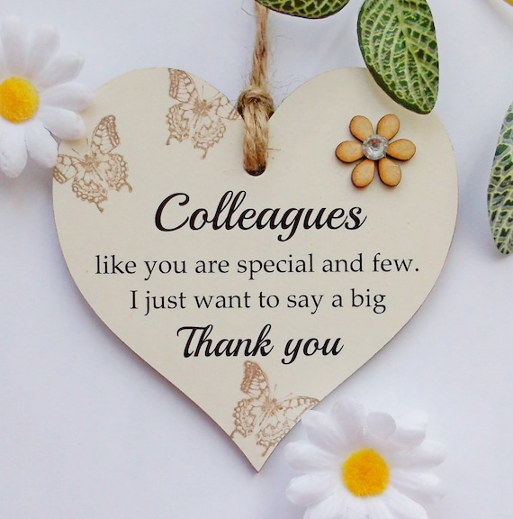 Thank You Colleague Friendship Butterfly Wooden Gift Heart Etsy