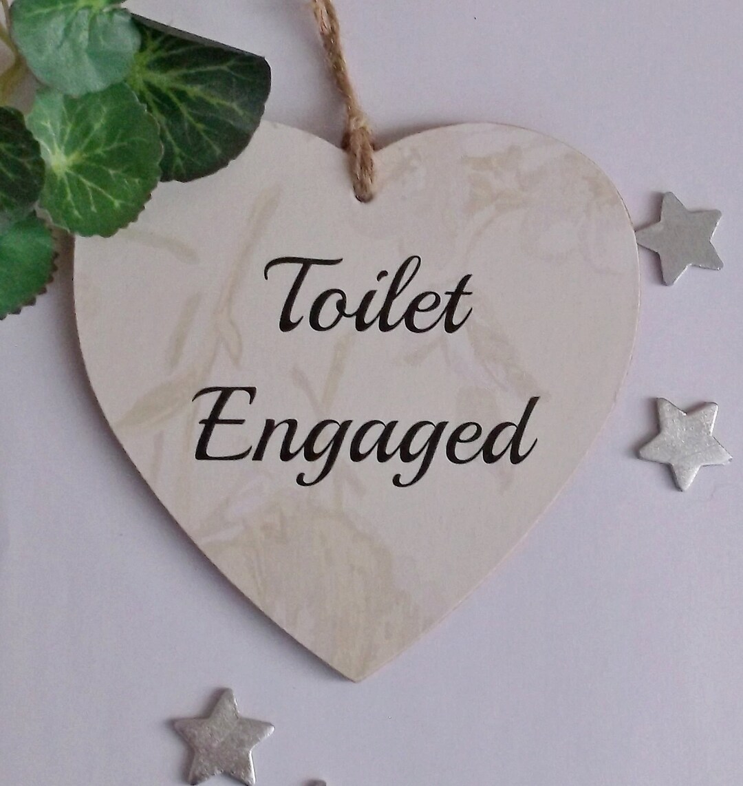 Toilet Engaged /vacant Double Sided Heart Door Plaque Etsy