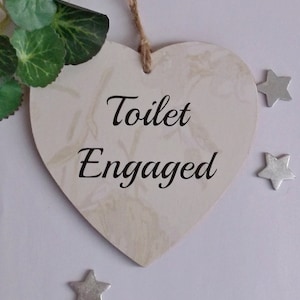 Plain Toilet Door Plaque Engaged /Vacant Double Sided Sign Wooden Heart Plaque